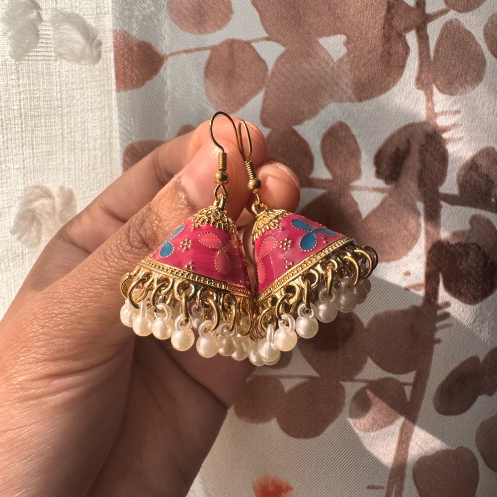 Multicolor and Gold Jhumka Earrings